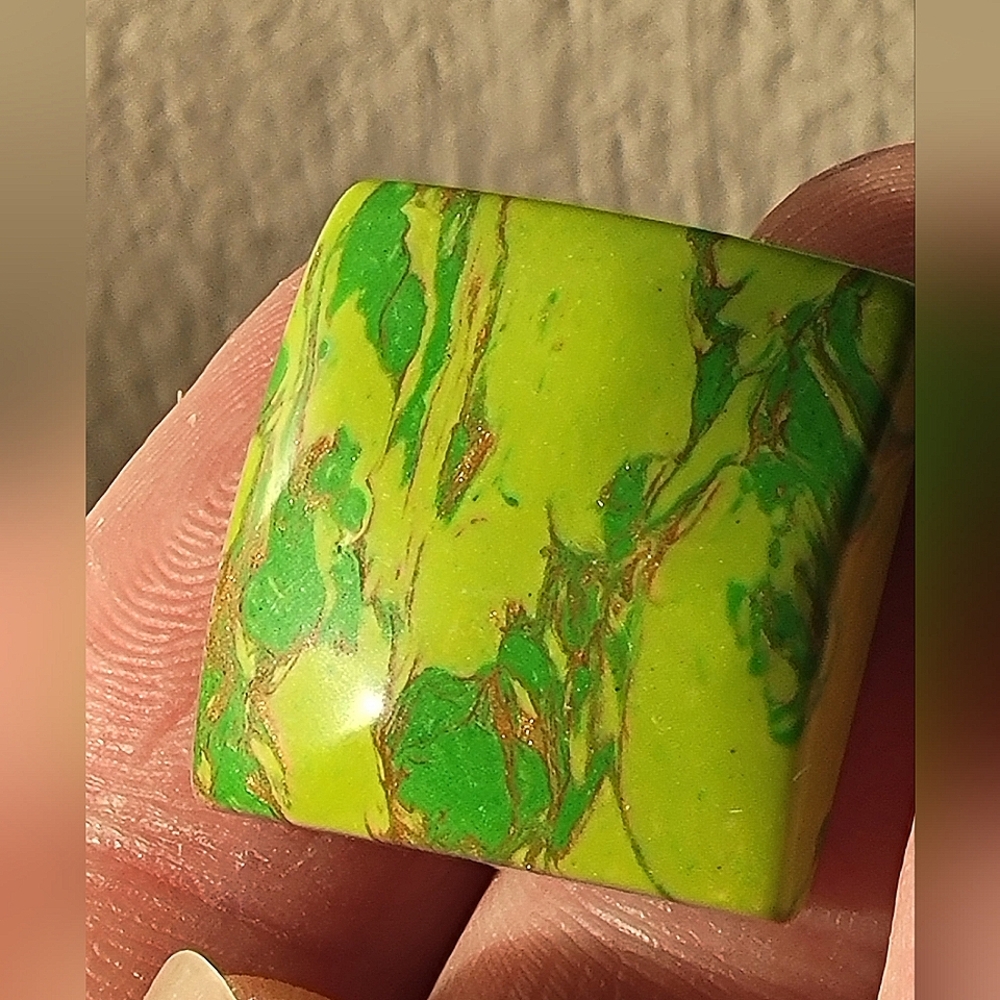 Green Turquoise Copper Bearing Square Polished Cabachon 26.80ctw